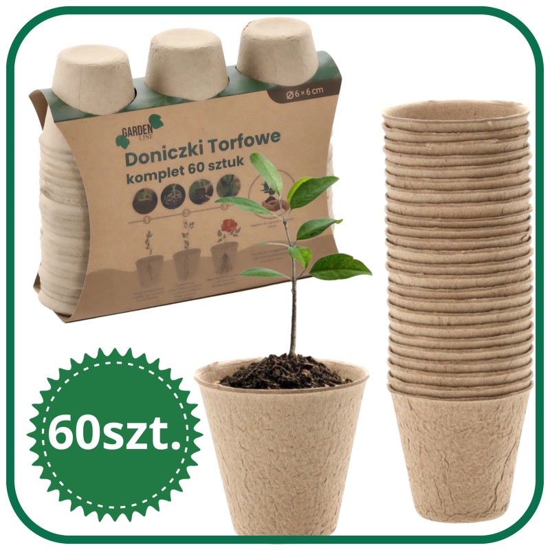 Doniczka torfowa 6cm okrągła 60szt