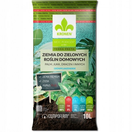 Ziemia do roślin zielonych bez torfu Kronen Terra Preta 10l