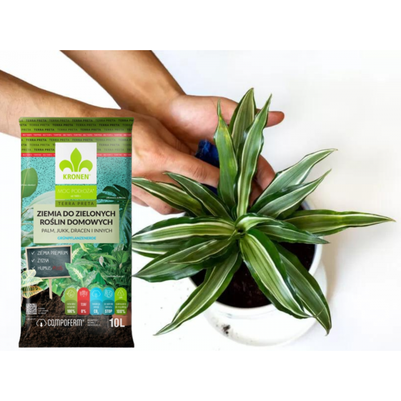 Ziemia do roślin zielonych bez torfu Kronen Terra Preta 10l