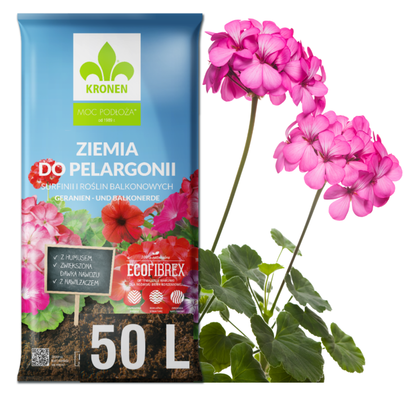 Ziemia do pelargonii z nawilżaczem 50L Kronen