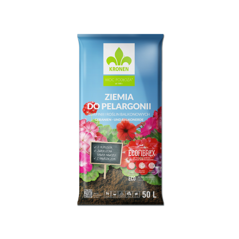 Ziemia do pelargonii z nawilżaczem 50L Kronen