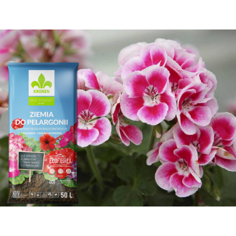 Ziemia do pelargonii z nawilżaczem 50L Kronen