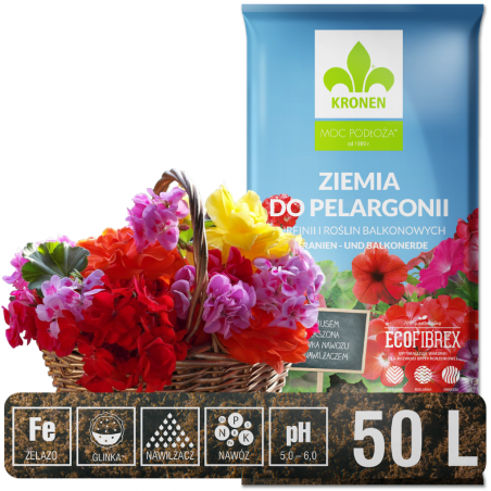 Ziemia do pelargonii z nawilżaczem 50L Kronen