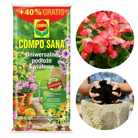 ZIEMIA PODŁOŻE UNIWERSALNE KWIATOWE +40% GRATIS 35L COMPO